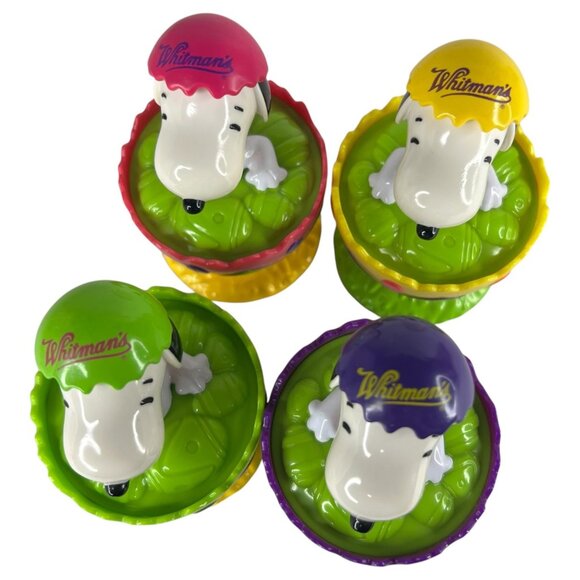 4 Whitmans Peanuts Snoopy Figurines Set Sitting In Easter Egg No Candy - Picture 10 of 11